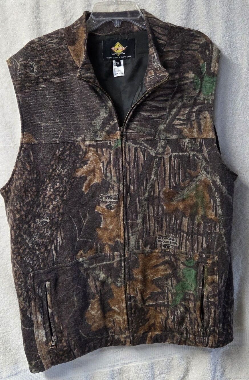 VTG Hot Shot Trophy Gear Wool Blend Hunting Vest Mens XL Mossy Oak Break Up Camo